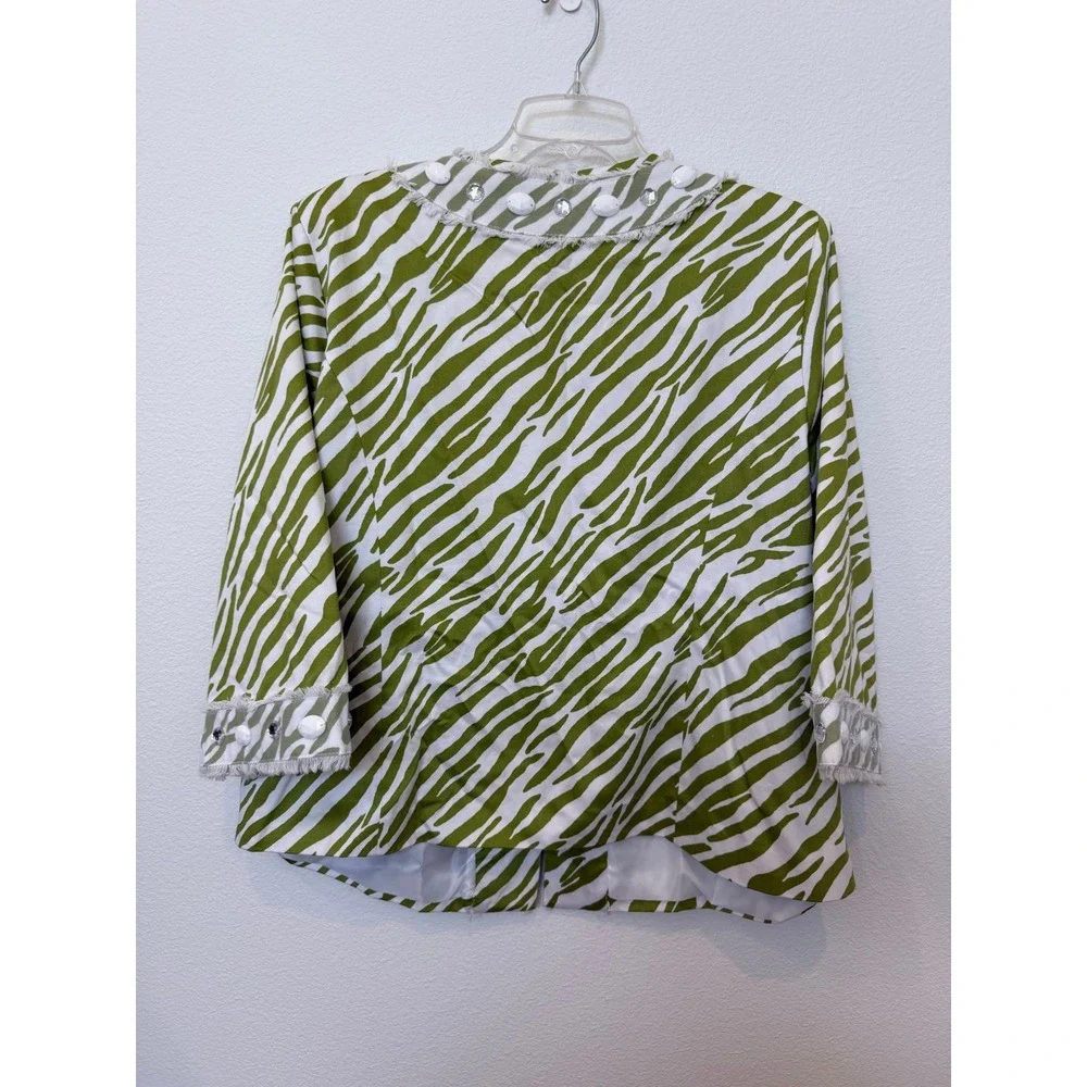 Silk Land Women's Green Zebra Blazer Short Embellished‎ XL